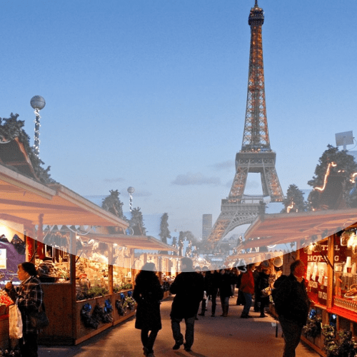 Рынок Парижа (Франция): атмосфера уличного рынка, плотная толпа - звук mp3 скачать